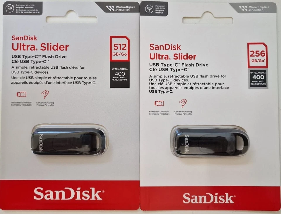 SanDisk Ultra Slider USB C Flash drive Disk Memory Stick 512GB 256GB