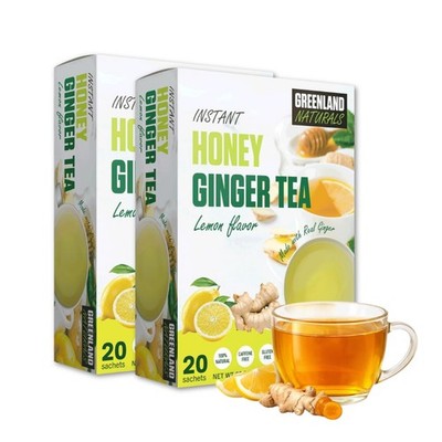 Instant Honey Ginger Tea - Lemon Flavor - Fast Dissolving Tea Crystals - 20 S...