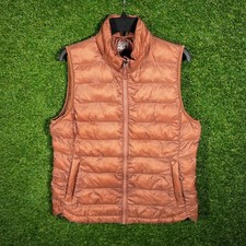 32 Degrees Heat Mens Puffer Vest Medium Bronze Brown Full Zip Quilted Mock Neck