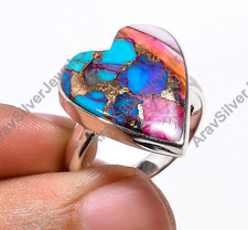 Heart Shape Oyster Turquoise Stone Ring 925 Sterling Silver Rings for Women