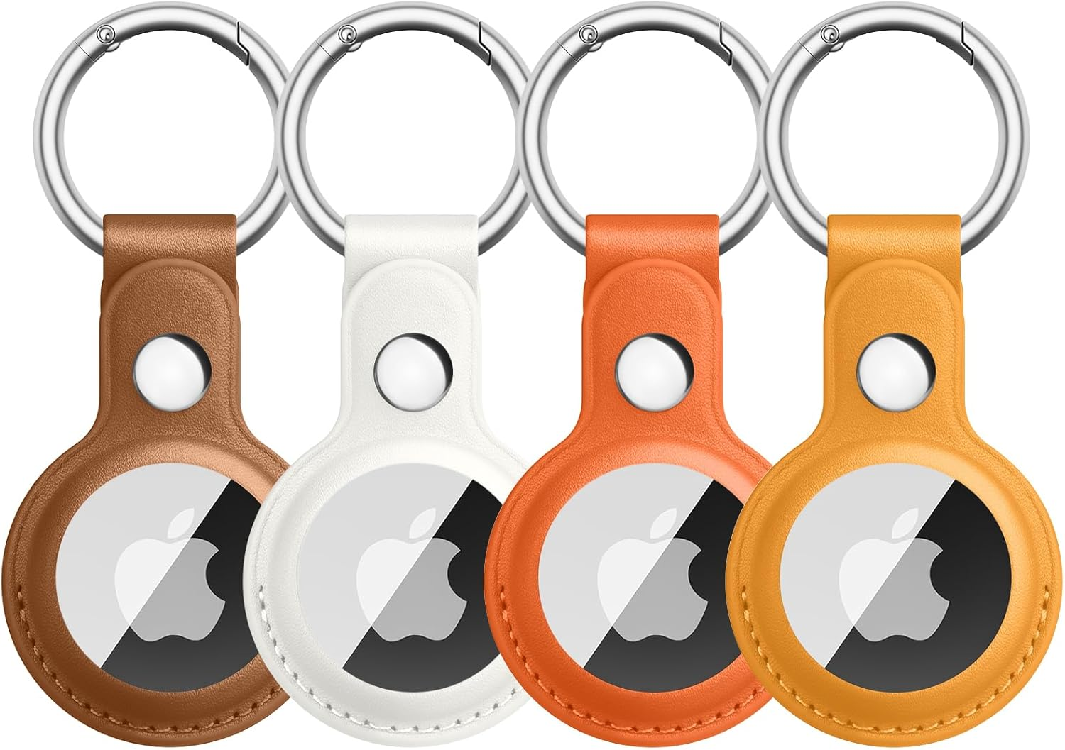 4 Pack Leather AirTag Keychain Holder for Apple AirTags Tracker Case