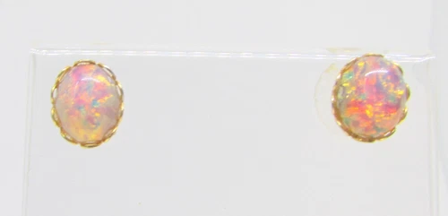 Vintage Multicolored Faux Opal Retro Costume Jewelry Earrings 11mm