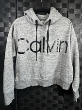 Calvin Klein Performance Gray Black Crop Hoodie Women Large