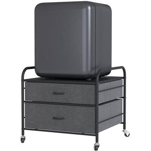 Mini Fridge Stand 2 Drawer Cart Fabric Storage Metal Frame 4 Wheels Home Kitchen - Picture 2 of 7