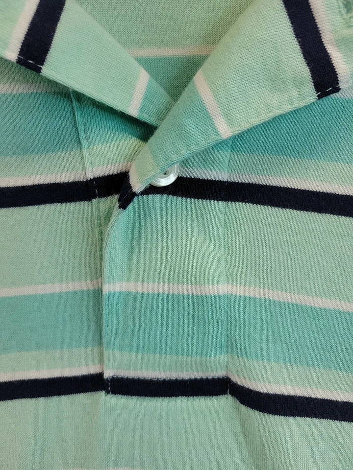Sun River Lightweight Soft Cotton Green Striped Polo Golf Shirt Mens Large - Image 3 of 4