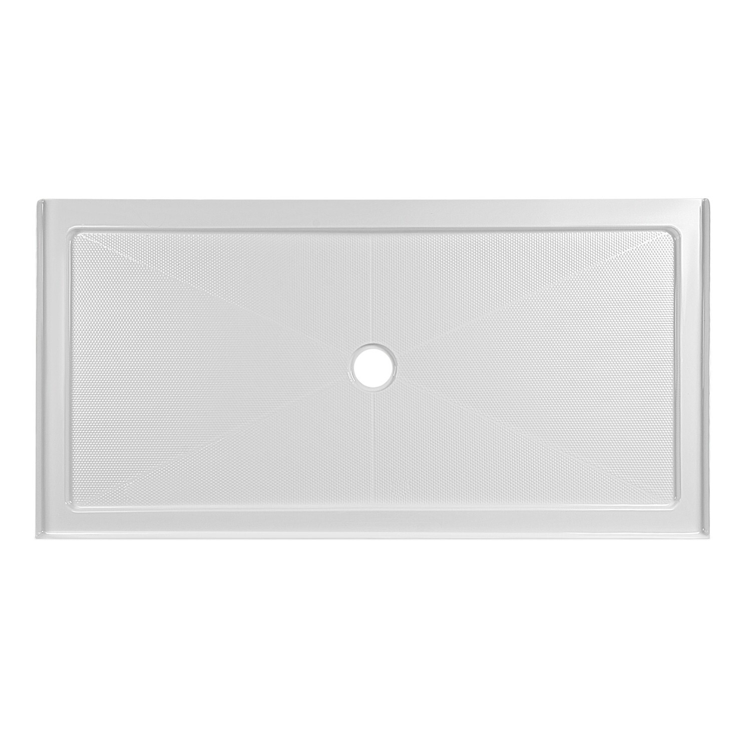 60" X 34" Shower Base in White with Single Threshold and Center Drain