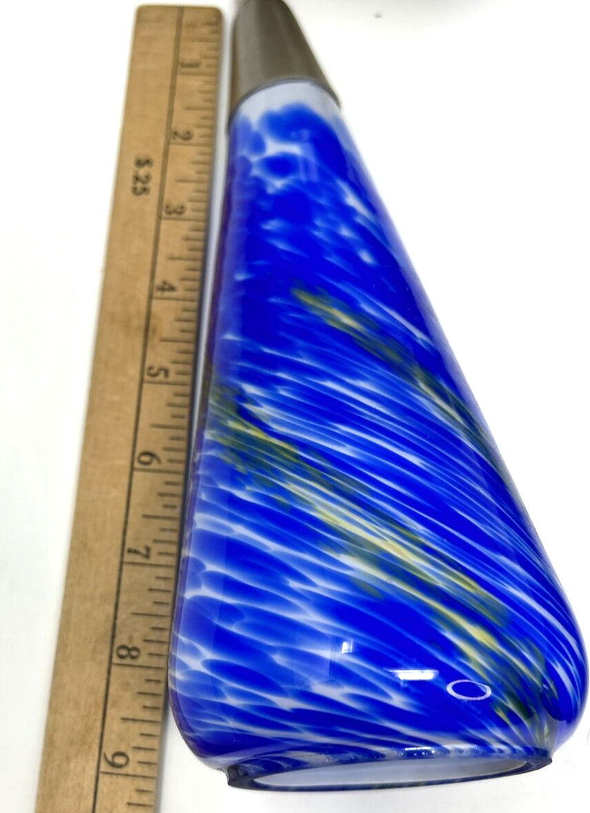 Lot of 2 Tech Lighting Blue/Amber Art Glass Wall Sconces w/Satin Nickel Plate