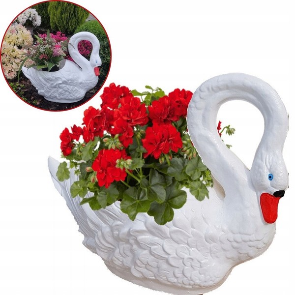 Klasse Pflanztopf Schwan Haus Garten Deko Polyresin 50X60Cm Blumentopf-image
