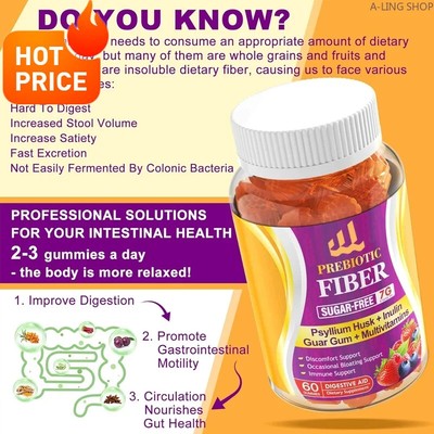 Probiotic fiber 7G gummy psyllium shell, inulin, multiple vitamins
