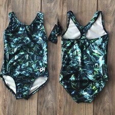 NWT GK Elite Black Teal Green Racer Gymnastics Leotard Child Small CS 4-6