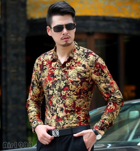 Fashion Men's Long Sleeve Floral Shirts 