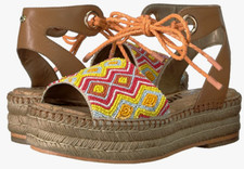 WOMEN'S SAM EDELMAN NEERA ESPADRILLE SANDALS/ SADDLE,ORANGE,SIZE 8.5, NIB