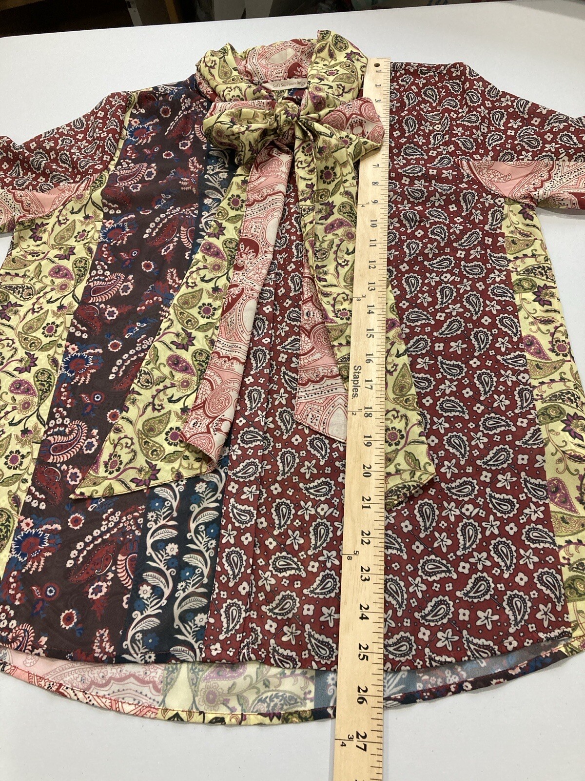 Soft Surroundings Langdon Blouse Button Up Tie Pa… - image 9