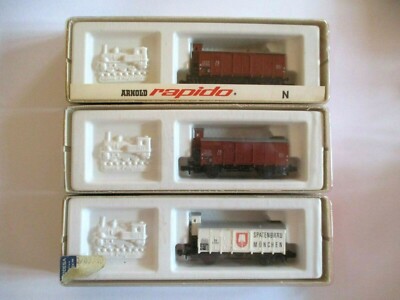 3 xArnold N, Güterwagen m. Bremserhaus, Nr. 0427/ 0426/ 0426 OVP, Topp Zustand