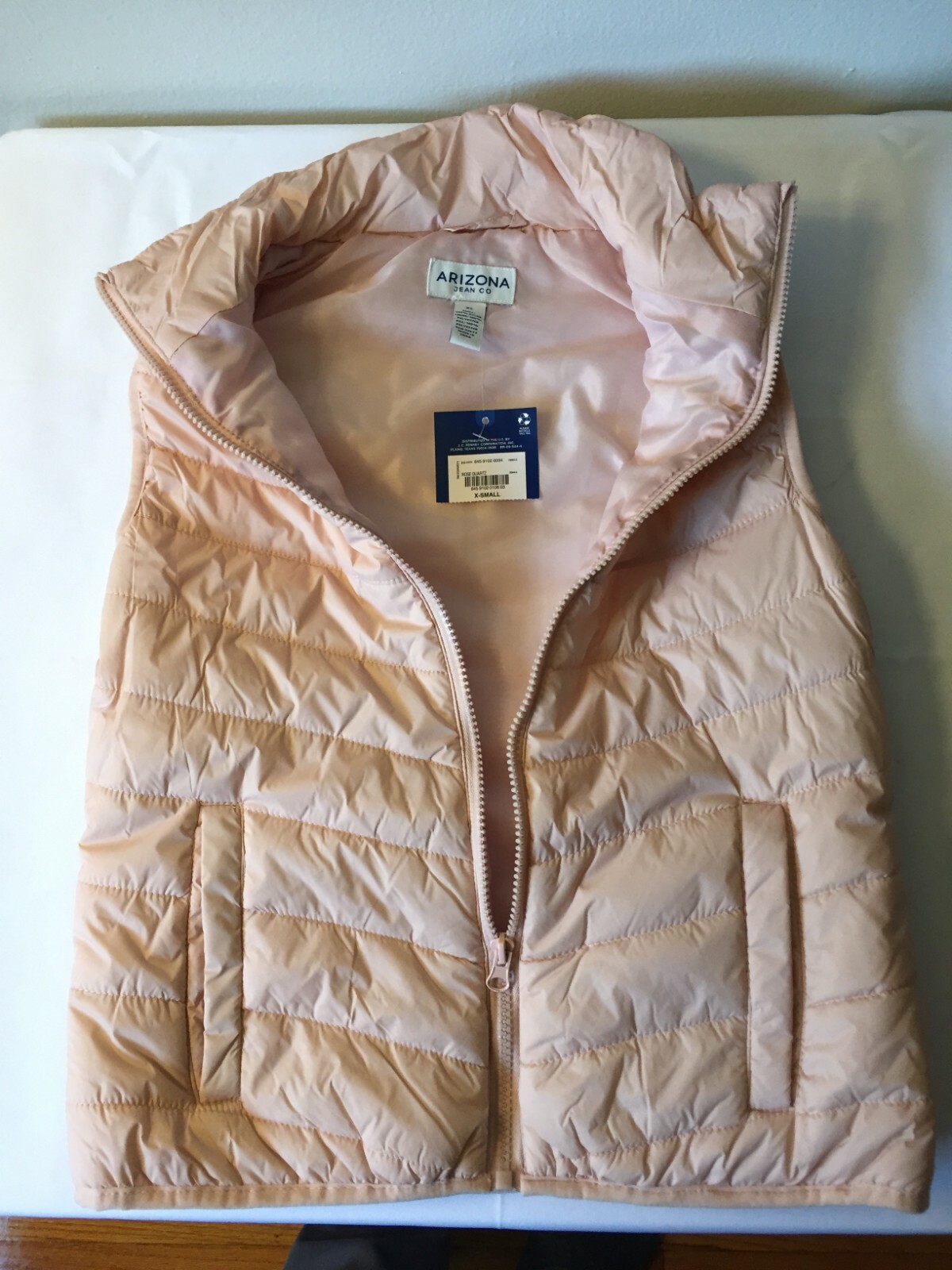 ARIZONA JEAN Co. Women's Rose Quartz Full Zip Vest Size X-SMALL NWT