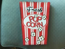 Open Road Brands Fresh Popcorn Sign Embossed Red White Stripes Black 14" Long