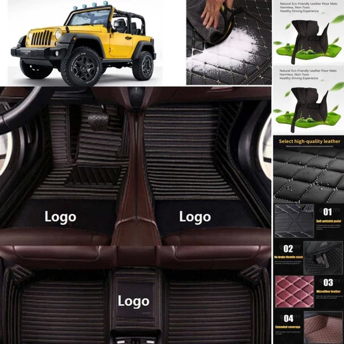 Fit For JEEP Wrangler All Models Car Floor Mats Custom Waterproof Luxury Carpets - Picture 11 of 28