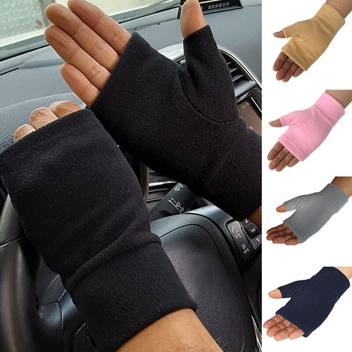 Guanti Invernali Senza Dita A Maglia | Scaldamuscoli Con Foro Pollice - Uncinetto Fluorescente - 3