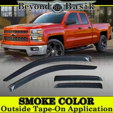 2014-2018 Silverado 1500 Extended Cab 4PC SMOKE Vent Visors Window Rain Guards