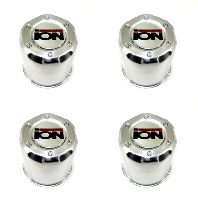 4x Ion Alloys Wheel Center Caps Silver Aluminum for 71 107.5mm Wheels
