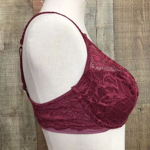 Bali Red Lace Push Up Full Coverage Bra Womens 36D Underwire