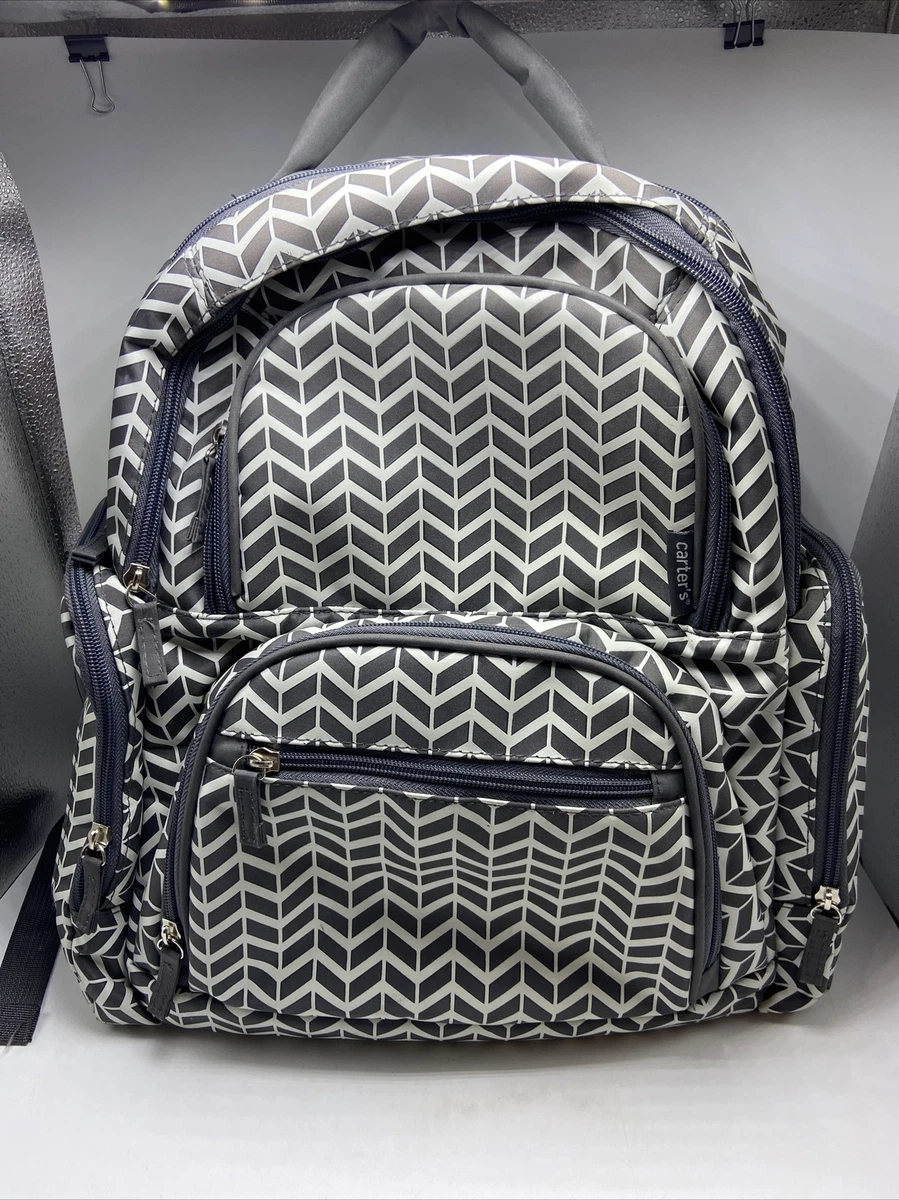 Carter s Handle It All Diaper Backpack Grey Chevron Pattern Baby