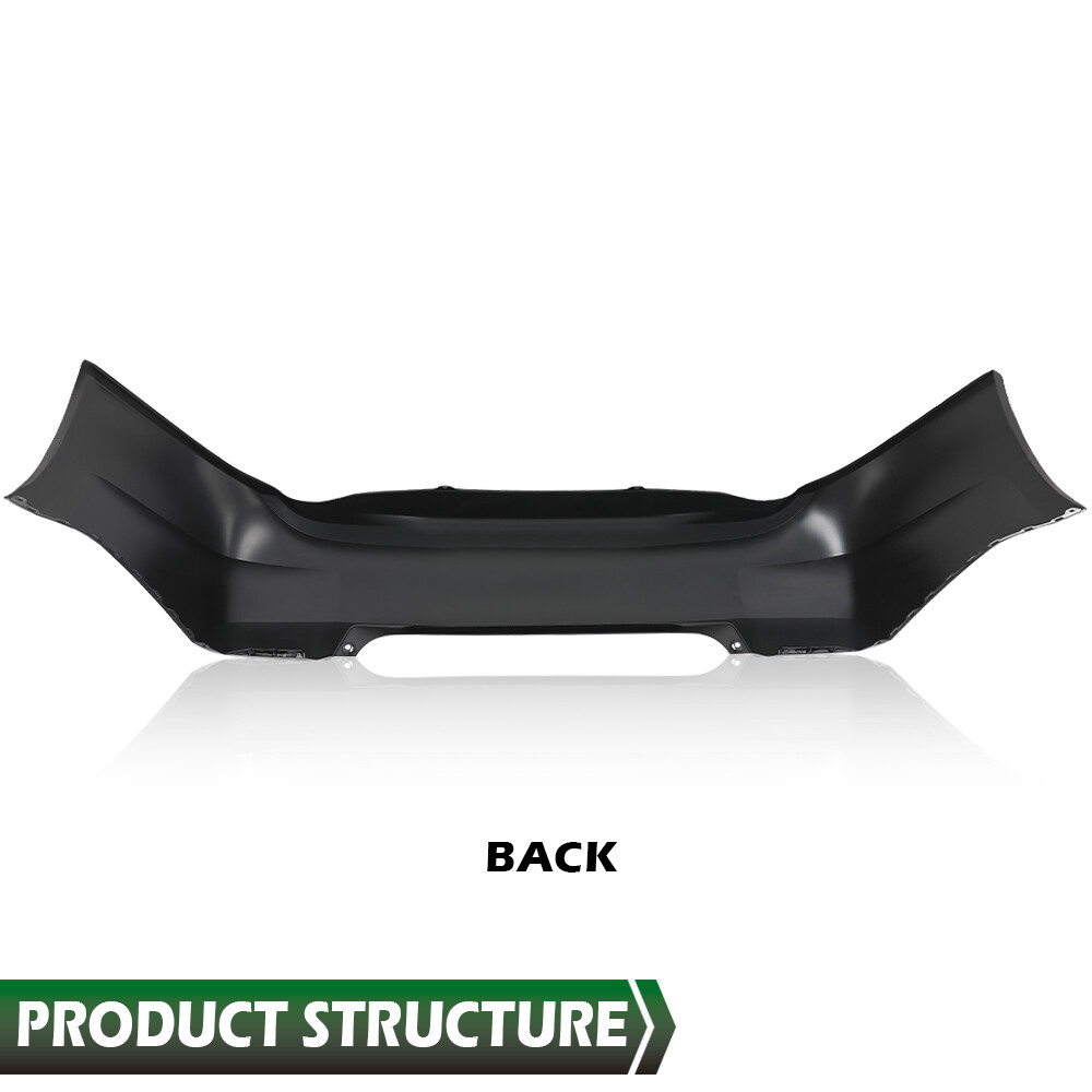 Rear Bumper Cover For 2008-2012 Honda Accord V6 Sedan - Direct Fit, Black, Plastic