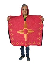 MEXICAN PONCHO WITH HOOD , NEW MEXICO , ONE SIZE , GABAN , NEW MEXICO STATE