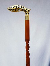 Nautical Solid Brass Designer Wooden Walking Stick/Cane Handmade Canes Vintage