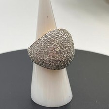 Designer Sterling Silver Vermeil Cubic Zirconia Cocktail Dome Ring Sz 6.5