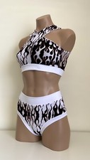 Schminke 🔥 Llamas Fuego Polo Baile Ropa Malla UV Etéreo Neón Crop Top e Inferior