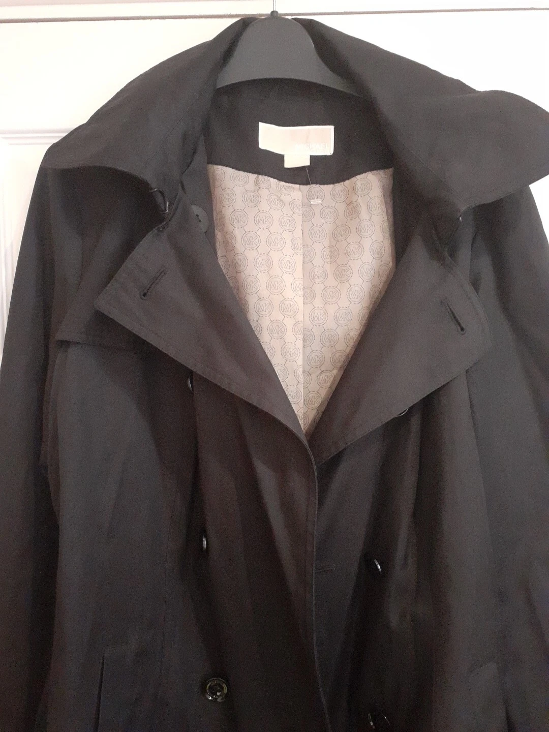 *NUOVO* Trench nero Michael Kors doppio seno cintura... Taglia L