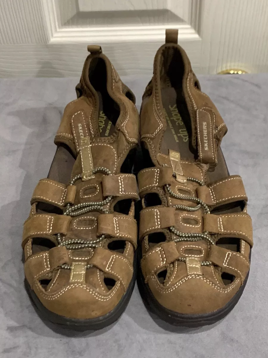 montar Vislumbrar Al por menor Mujer SKECHERS Shape Ups Cuero Marrón Pescador Sandalias Caminar Zapatos  Talla 9 | eBay