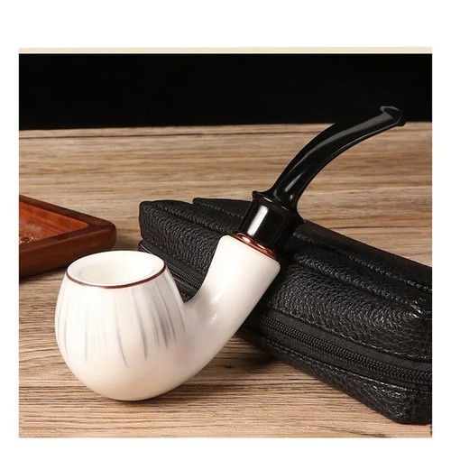 Resin Cigarette Pipe White Bent Type Portable Smoking Accessories for Gift 9mm - Picture 12 of 24