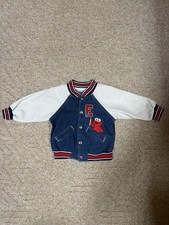 Vintage Elmo Sesame Street Toddler Jacket  12M Denim Varsity Coat Painting