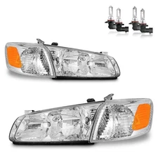 2 Juego Faros Delanteros Para 2000-2001 Toyota Camry Carcasa Cromo Con Bombillas