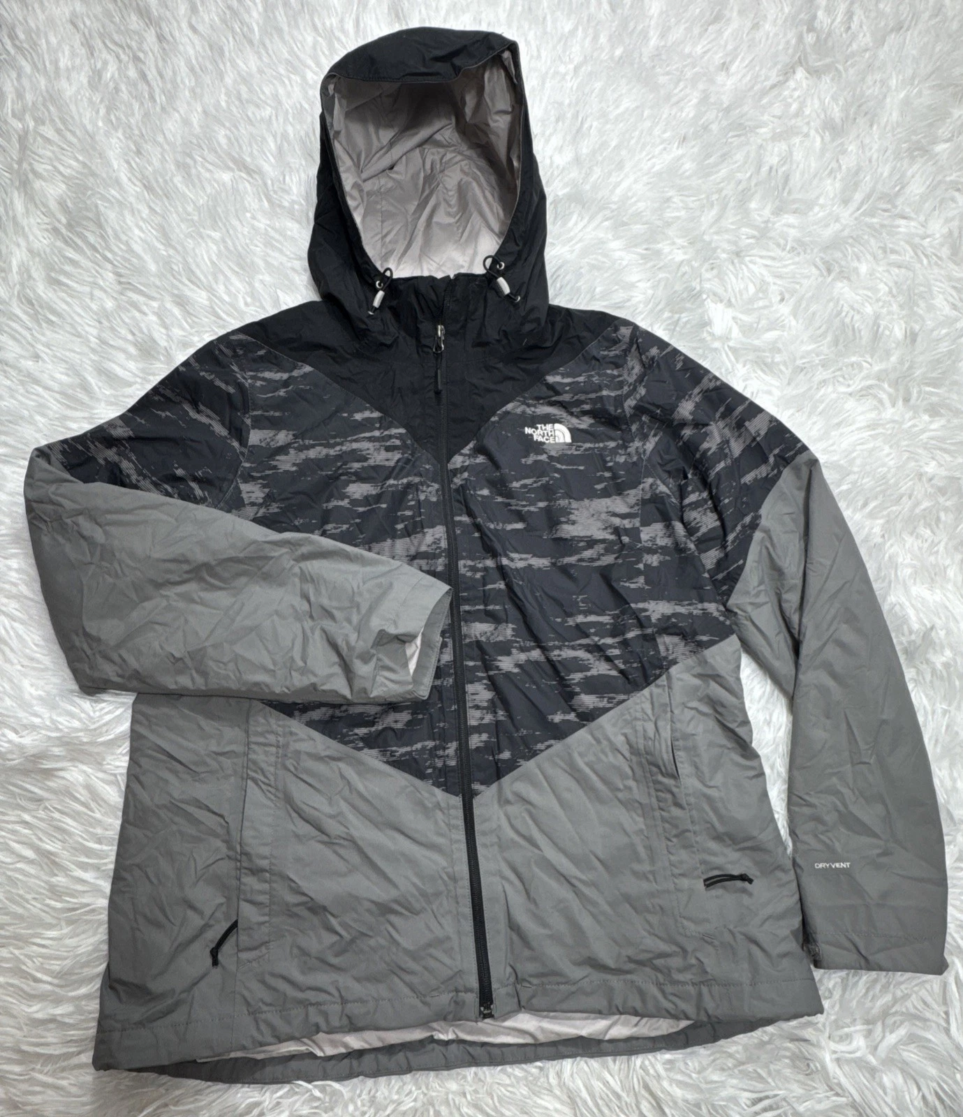 The North Face 3 in 1 Fleece Waterproof Jacket XL On Both Gray Green Nylon Shell