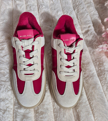 Michael Kors Damen Sneaker Low Top Rosa/Weiß EU 36 Schnürung Gummisohle