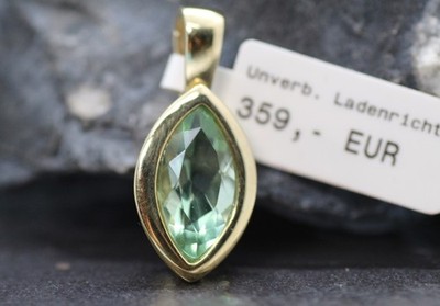 GOLDJUNGE69 * SOGNI D`ORO ANHÄNGER FLUORIT NAVETTE 2,95ct* 375er GELBGOLD