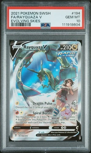 Rayquaza V 194/203 PSA 10 Evolving Skies Pokemon Card Game