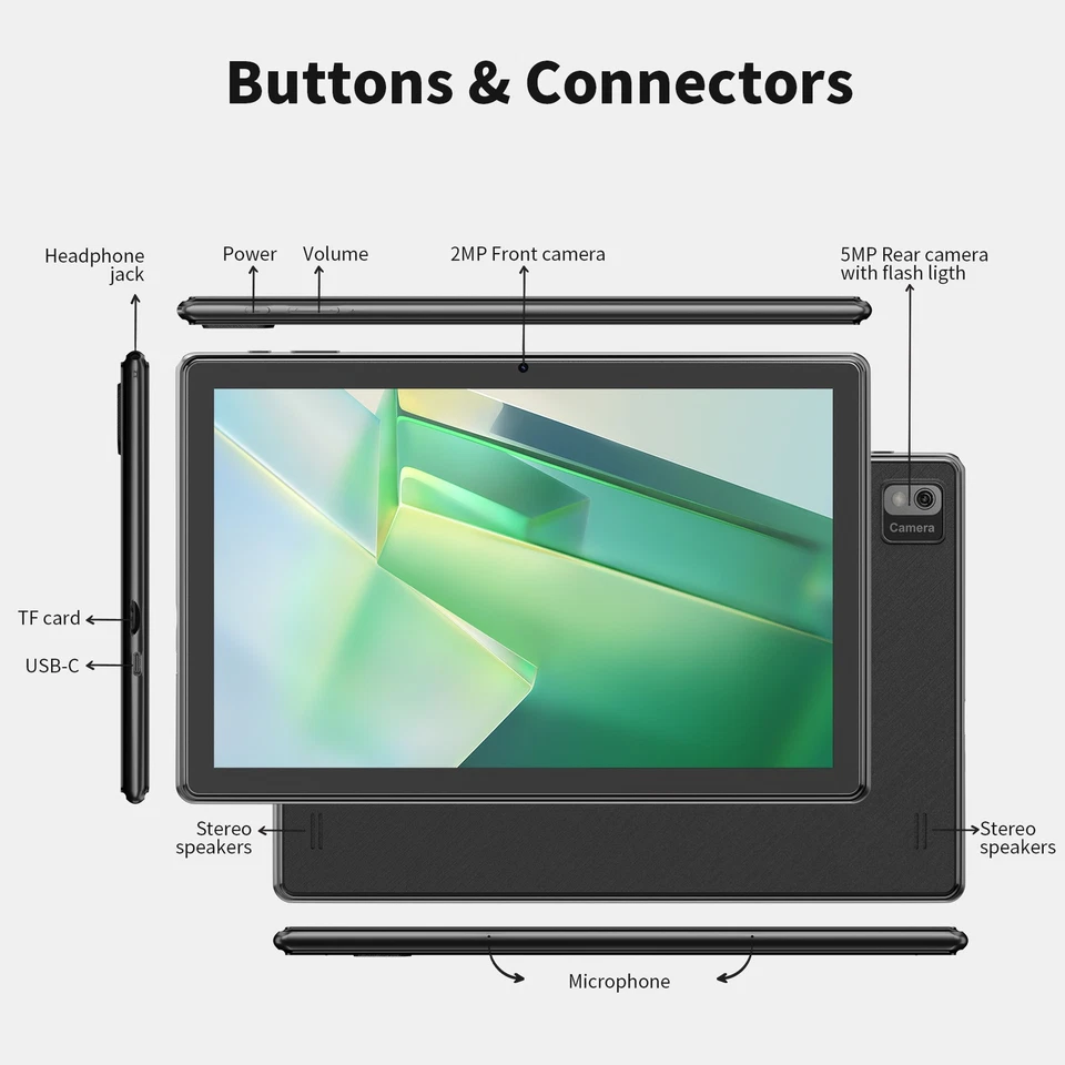 SGIN 10,1" Tablet Android 12 4GB + 64GB Octa Core 2.4G/5G Wi-Fi Bluetooth - Bild 4 von 4