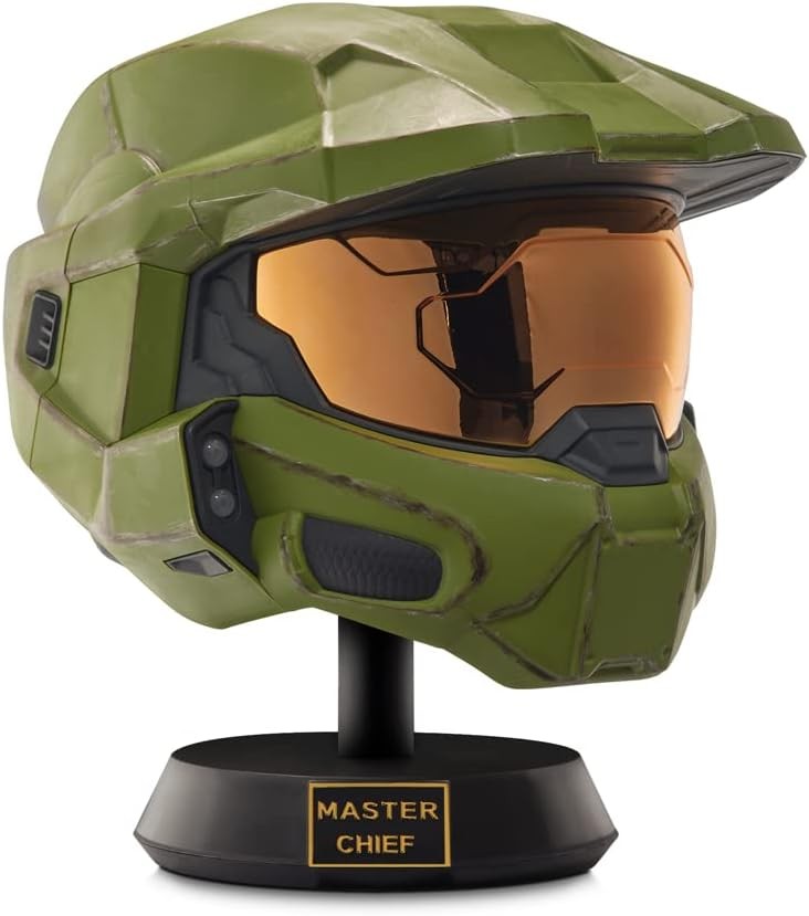 Casque Halo Master Chief vert avec LED latérales et présentoir de salon