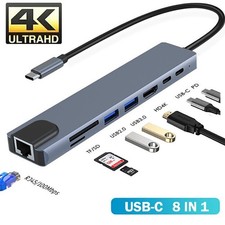 8 in 1 Multiport USB-C Hub Type C To USB 3.0 4K HD Adapter For Macbook Laptop