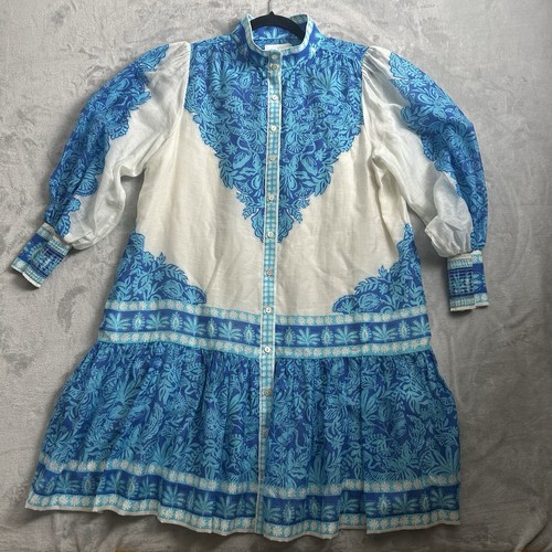 Lilly Pulitzer Dress Womens 14 Linen Blend Basic Drena Summer Flowy Breathable