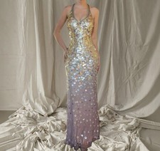 Vintage Sue Wong Gold Beaded Silk Gown Size 4
