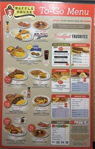 WAFFLE HOUSE TO GO MENU 70TH ANNIVERSARY EDITION VERY GOOD CONDITION