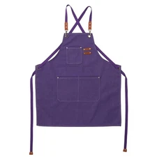 Chef's apron in cotton canvas, unisex, with large pockets Purple
