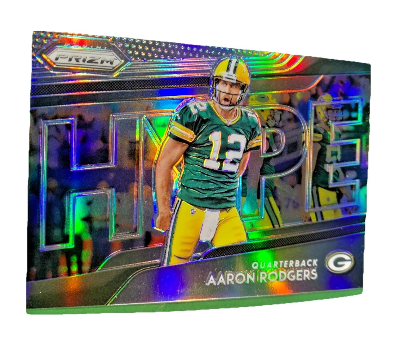 Aaron Rodgers 2018 Panini PRIZM SILVER "HYPE" PRIZM REFRACTOR Card# H6 PACKERS