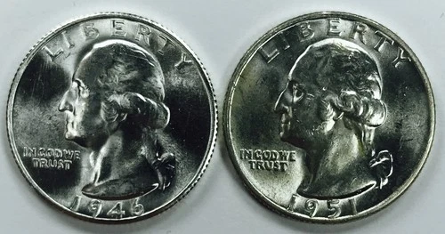 MIXED DATE WASHINGTON QUARTER LOT! TWO COINS! GEM BU+++! BEAUTIFUL! NR #P2008