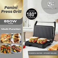 2-in-1 Panini Press Grill 1000W Sandwich Maker NonStick Electric Indoor Grill
